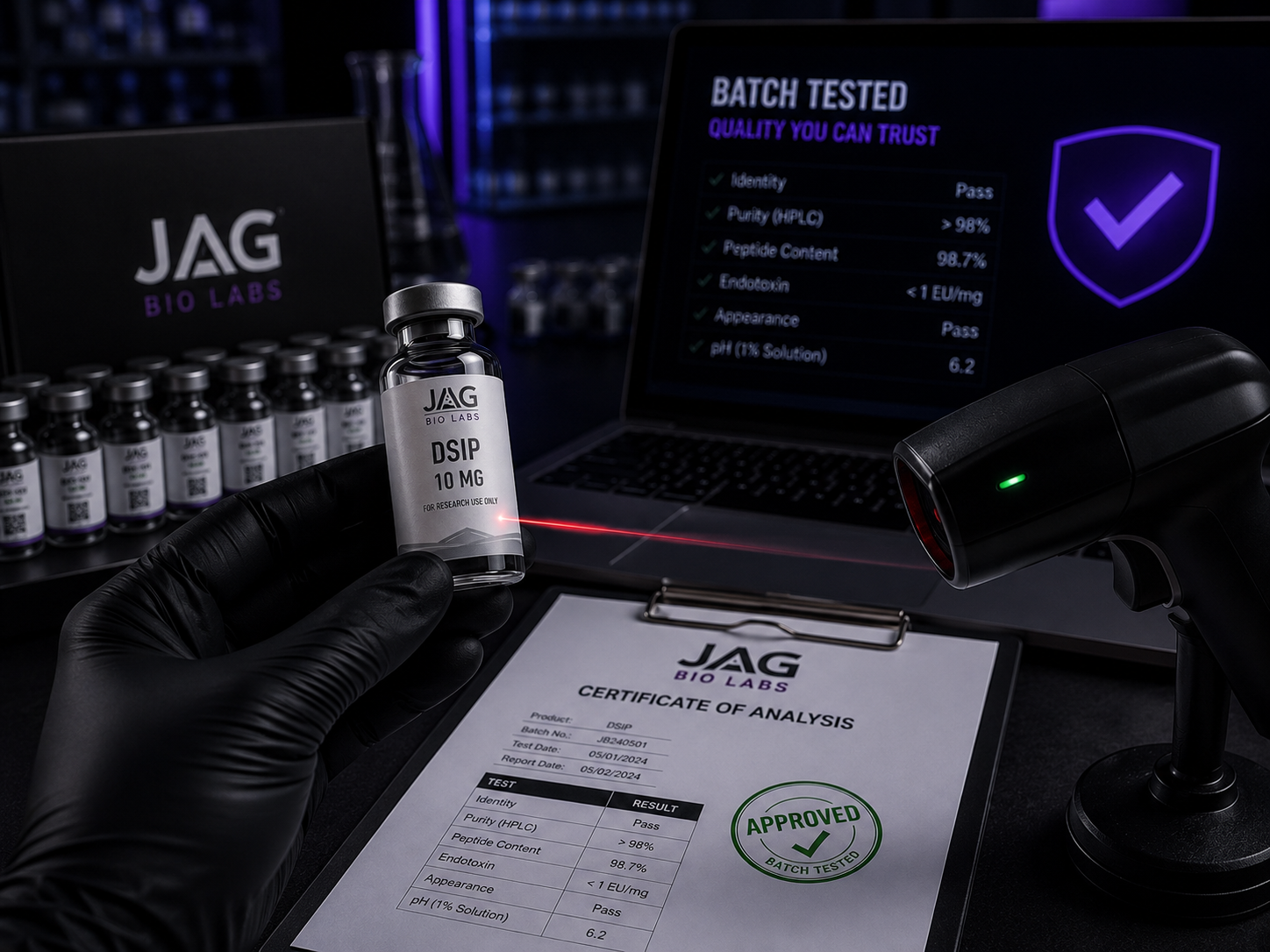 JAG Bio Labs batch testing and Certificate of Analysis
